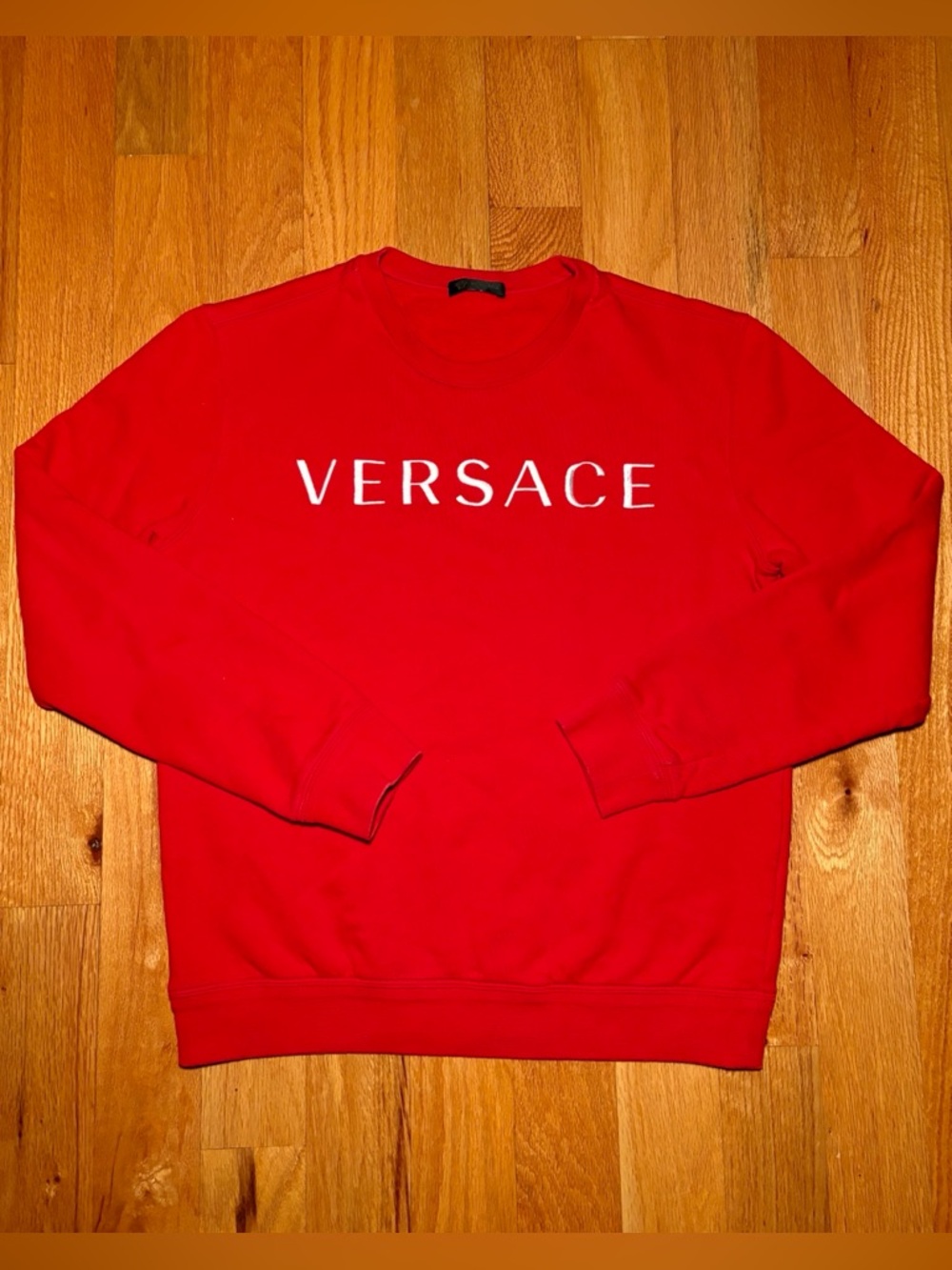 Versace Red White Logo Emrboidered Crewneck Sweatshirt 🔥